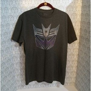 Medium Transformers T-shirt Dark Heather Grey Decepticon Megatron Optimus Prime